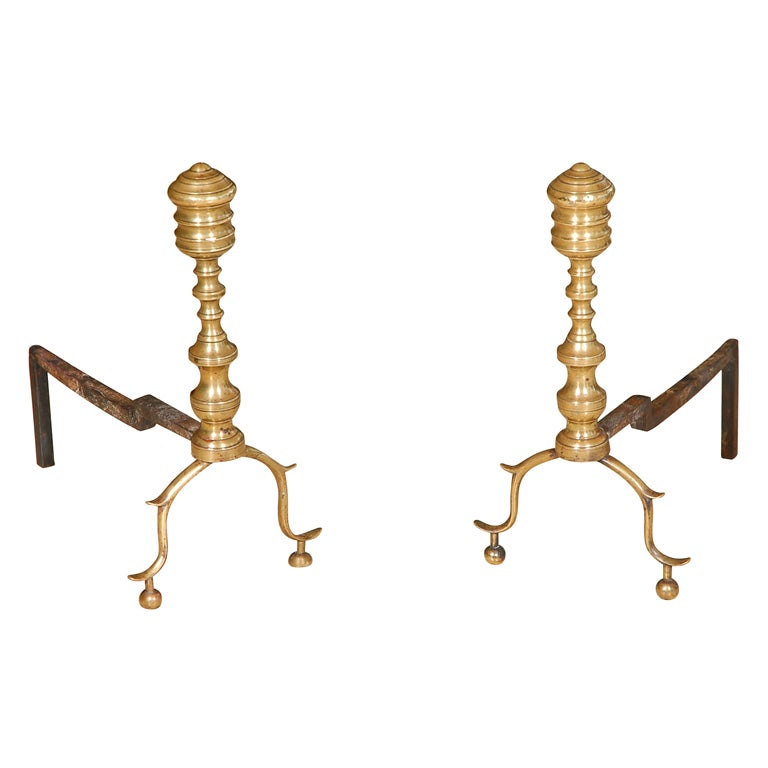 American Federal Brass Andirons
