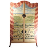Hand Painted Armoire with French Countryside Scene