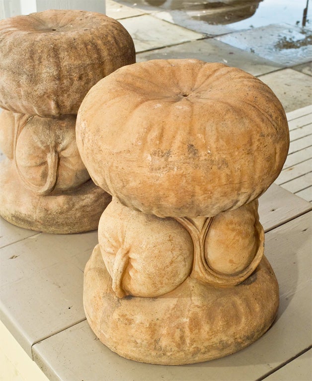 Charming and whimsical set of four Italian 1950's terracotta pumpkin stools or plant stands
$1,200 a pair