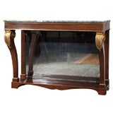 Antique English Regency console. Simulated rosewood. Mirrored.