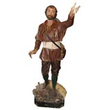 Large Carved Wooden Statue of Saint Isidore the Farmer