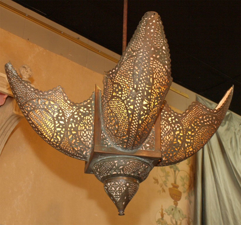 Middle Eastern Pierced Brass Chandelier