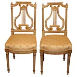 Pair of Napoleon III Painted and Gilded Side Chairs