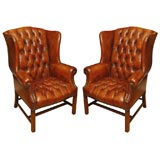 Leather Tufted Wingback Armchair