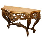 Italian Carved Giltwood Console with Marble Top C. 1900