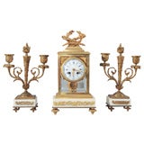 Three piece Clock and Candelabra set