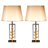 Pair Of Two-Toned Bronze Lamps