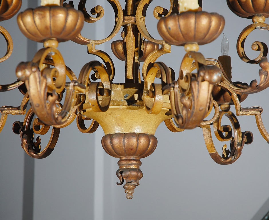 French Iron Chandelier, In The Style Of Gilbert Poillerat