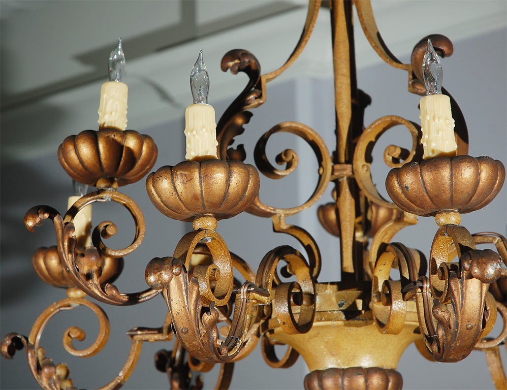Iron Chandelier, In The Style Of Gilbert Poillerat In Good Condition In Los Angeles, CA