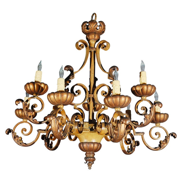 Iron Chandelier, In The Style Of Gilbert Poillerat