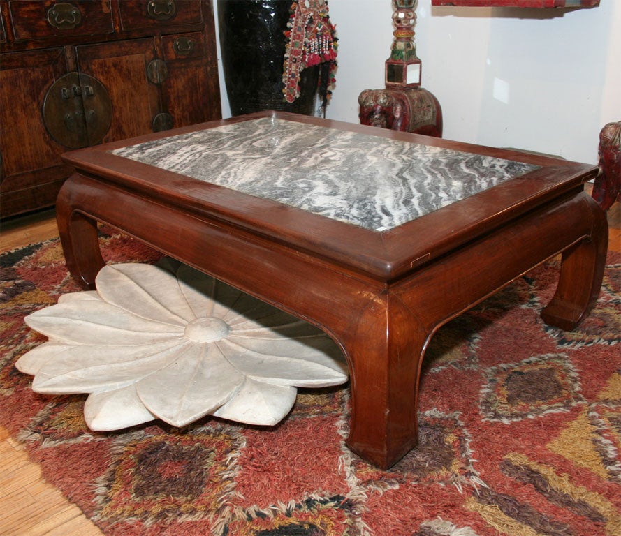 Marble Topped Elmwood  Coffee Table