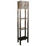 Modern Chrome Standing Clock with Etagere Modern Chrome Standing Clock with Etagere