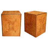 Vintage Petite Burl & Wenge Wood Side Tables on Casters