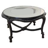 Vintage Ebonized "Rope-Carved" Coffee Table