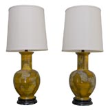 Pair Table Lamps in Mustard Glaze