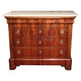 ANTIQUE LOUIE PHILLIPE CHEST WITH CARRERA MARBLE TOP, IN WALNUT
