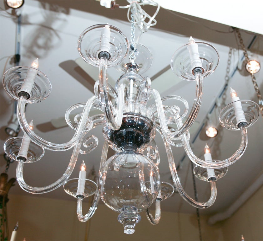 Czech 8 ARM BOHEMIAN  HAND BLOWN ART GLASS CHANDELIER