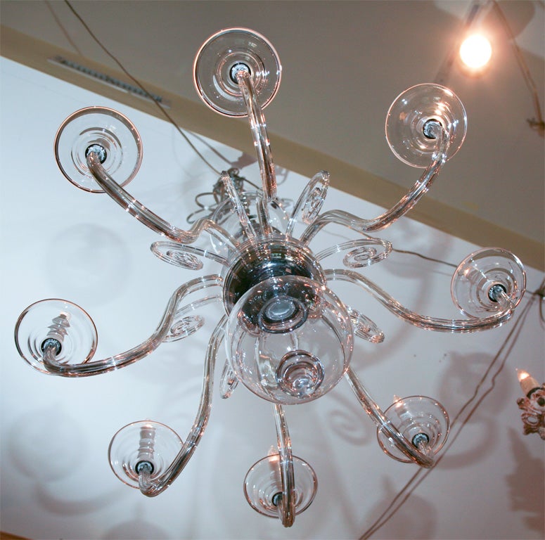 Contemporary 8 ARM BOHEMIAN  HAND BLOWN ART GLASS CHANDELIER