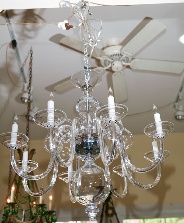 8 ARM BOHEMIAN  HAND BLOWN ART GLASS CHANDELIER 5