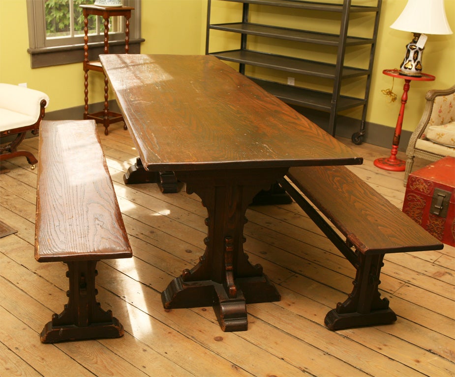 Gothic Table with Benches at 1stdibs