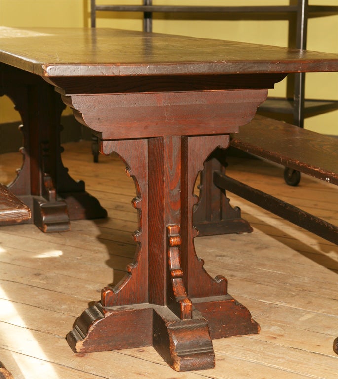 Gothic Table with Benches at 1stDibs