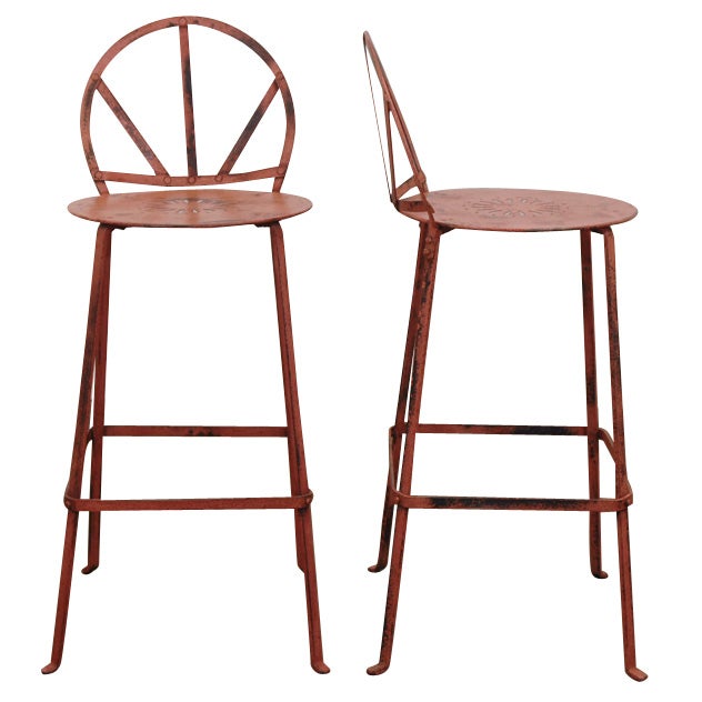 Pair of French Vintage Bar Stools at 1stDibs