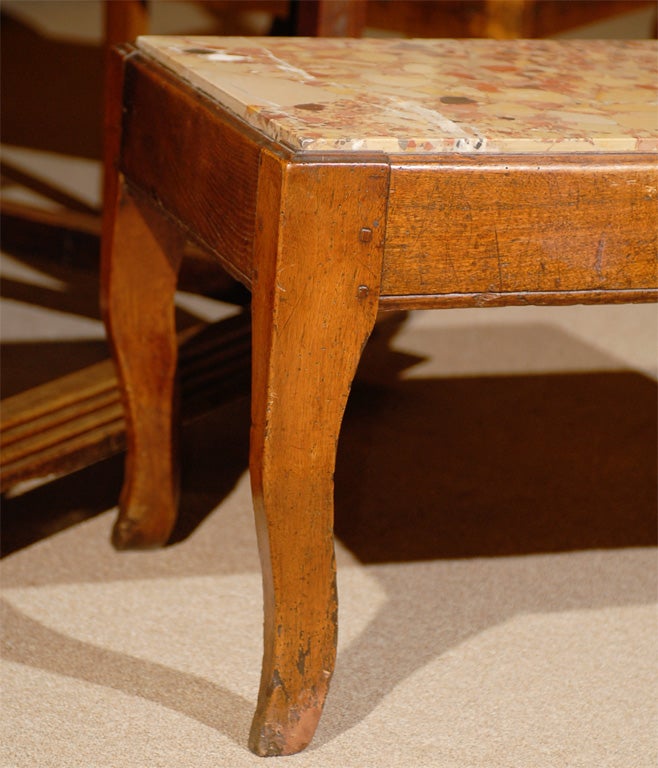 French Louis XV Bench/Coffee Table with Breche d' Alep marble, c. 1750 For Sale