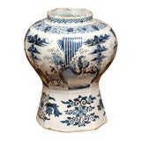 17th Century Delft Blue & White Baluster Vase