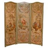 19th Century French Oil On Canvas Panel Folding Screen