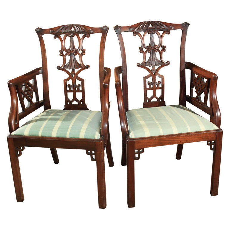 Pair of Queen Anne Arm Chairs