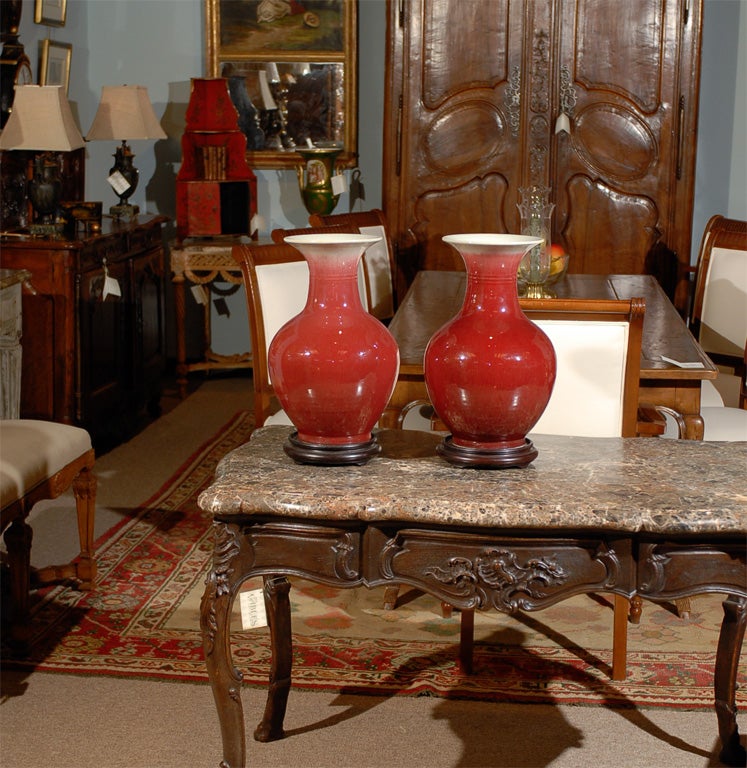 Chinese Pair of 19th Century Sang de Boeuf Vases