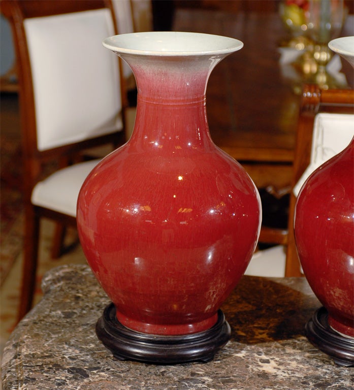 Porcelain Pair of 19th Century Sang de Boeuf Vases