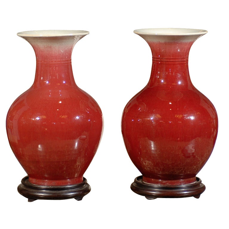 Pair of 19th Century Sang de Boeuf Vases