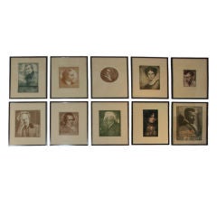 Group Of Framed Original Sepia Portraits