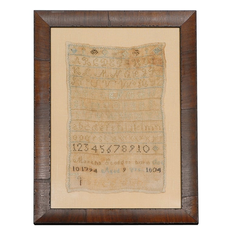 RARE AMERICAN SAMPLER FROM PENNSYLVANIA DATED 1804 AND SIGNED