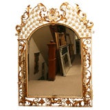 Antique Large Hand Wrought Iron Gilded and Painted Italian  Mirror