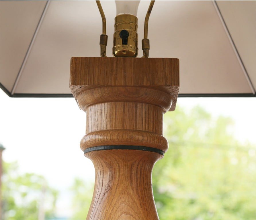 Turned Oak Lamps In Good Condition For Sale In Hudson, NY