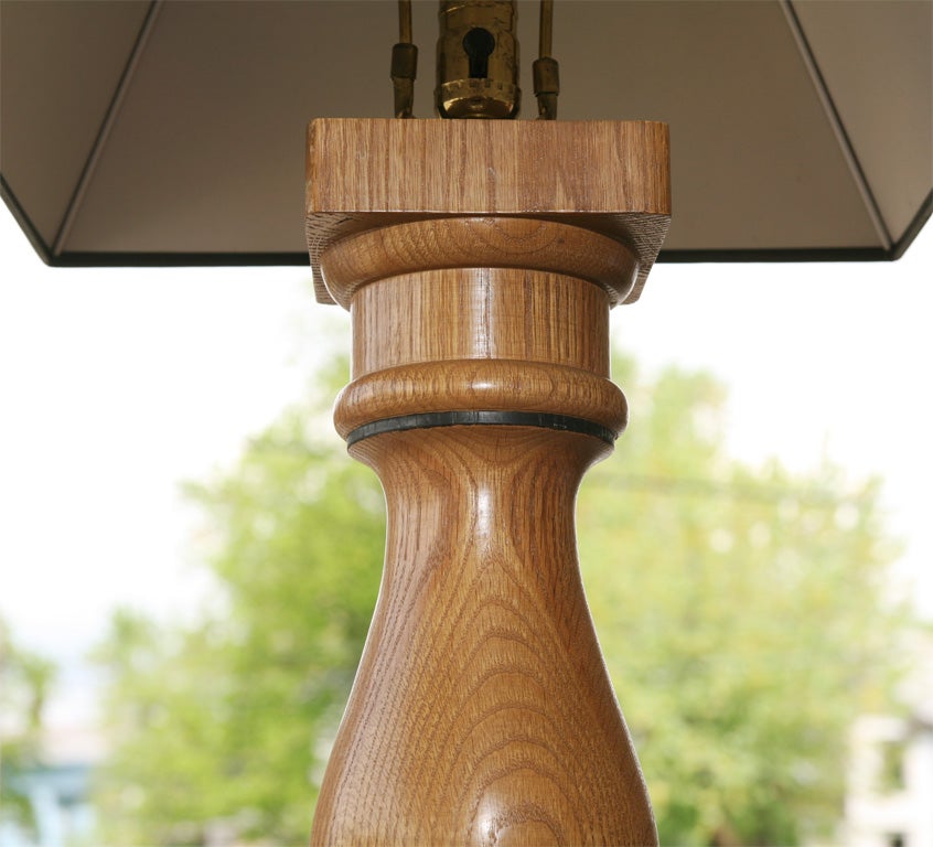 Late 20th Century Turned Oak Lamps For Sale