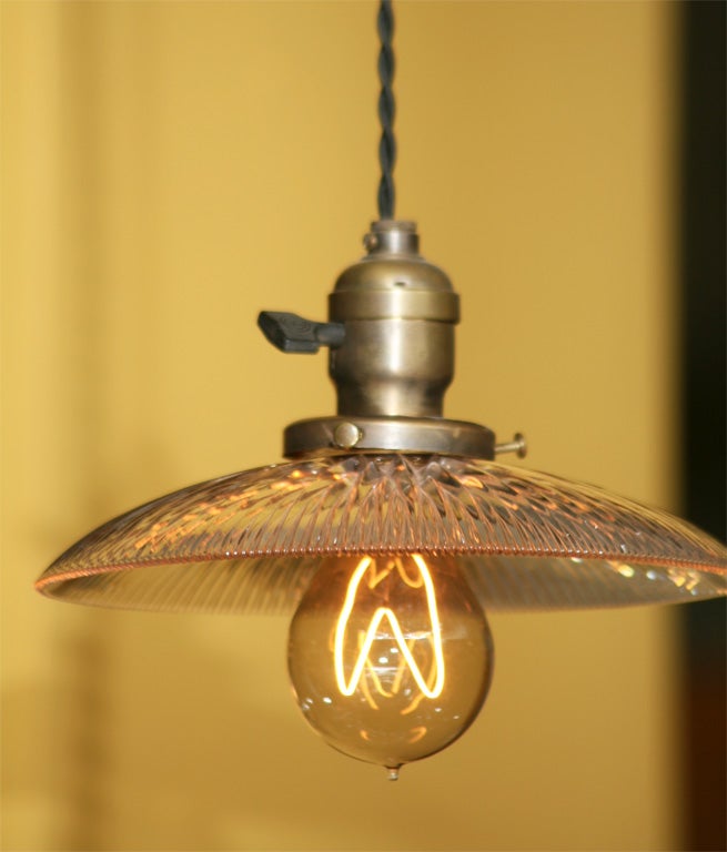 20th Century Holophane Disc Pendant Lights For Sale