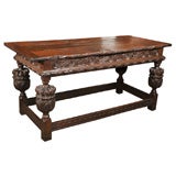 Handsome Early 18th century Carved Oak Center Table Antique Handsome Early 18th century Carved Oak Center Table