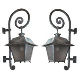 Incredible Pair of Large Scale Wall Mounted Lanterns