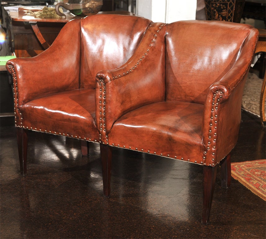 Two-seat leather bench