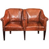 Two-seat leather bench
