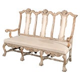 Venetian Rococo Carved  Painted Settee