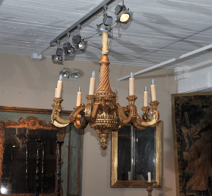 Eight-Arm Carved Giltwood Chandelier