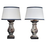 Pair of Painted Cast Iron Balustrads mounted as lamps