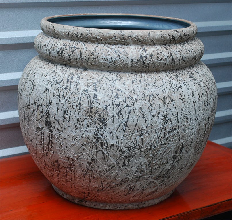 Contemporary Thai drip finished glazed porcelain planter (one available.)