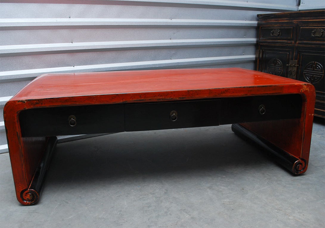 Late 19th.Q'ing Dynasty 6 Drawer Multi Lacquered Shandong Waterfall Coffee Table