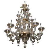 Two-tiered 15-light Murano glass chandelier