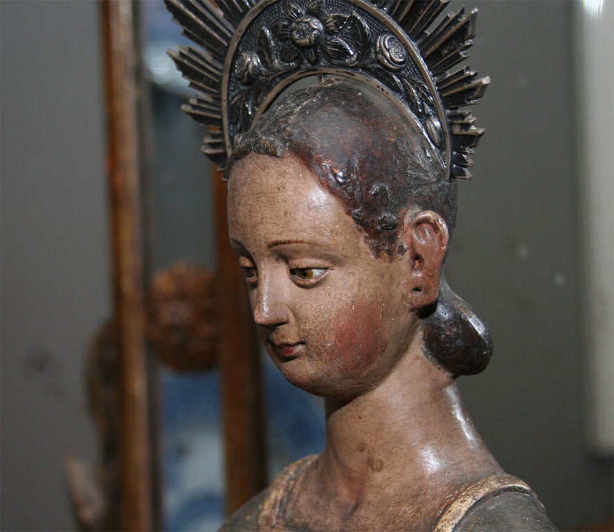 Exceptional 18th Century Spanish Colonial Carved Madonna 1